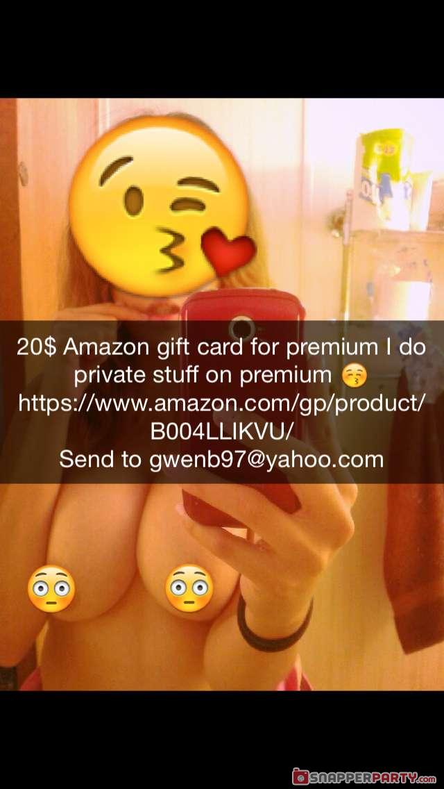 gwenb97 - 20$ Amazon gift card for premium I do private stuff on premium ð
https://www.amazon.com/gp/product 20$ Amazon gift card for premium I do private stuff on premium ð
https://www.amazon.com/gp/product